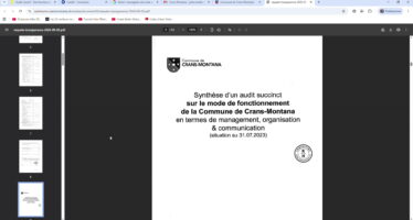 Suite à l&rsquo;intervention du préposé à la transparence, la commune de Crans-Montana publie son audit interne de 2023