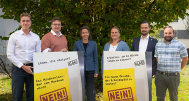 Vor der Abstimmung vom 29. November präsentiert das bürgerliche Nein-Komitee seine Argumente gegen die Einführung eines kantonalen Mindestlohns.